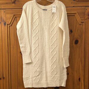 Abercrombie & Fitch Women's Slouchy Cable Knit Sweater Dress Small Cream NWT